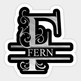 Fern Name - Silver Metallic Style  Monogram Letter F The Fern Name Gift For Fern Sticker